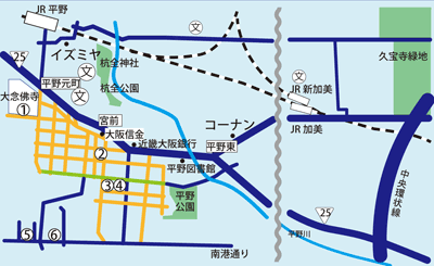 久宝寺緑地しんぶん VOL16：緑地のレンタサイクルで歴史探訪　平野郷マップ