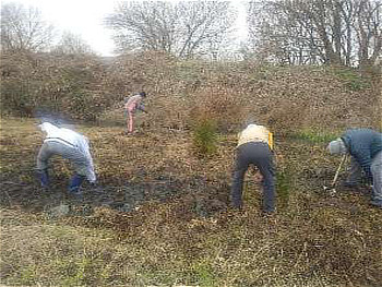 子供の泥遊びのように喜々として水路を掘り進む