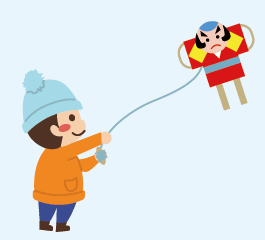 凧揚げのイラスト