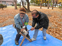 レッツ久宝探検隊「ノコを使って丸太切りに挑戦しよう」 レッツ久宝探検隊「ノコを使って丸太切りに挑戦しよう」