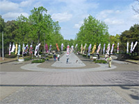 久宝寺緑地公園 花の道に、こいのぼりが舞い上がりました 久宝寺緑地公園 花の道に、こいのぼりが舞い上がりました