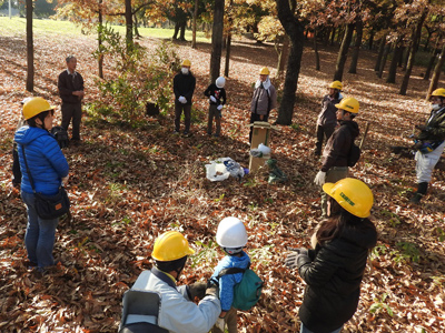 12月18日 レッツ久宝探検隊「モッパちゃんの森」（自然学習ゾーン）再生プロジェクト「樹木の間伐伐採と虫の寝床作り」
