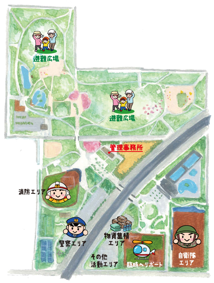 久宝寺緑地は防災公園です。