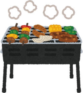 足つきバーベキューコンロのイラスト