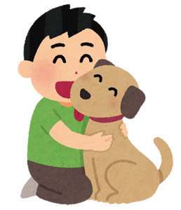飼い犬と飼い主のイラスト