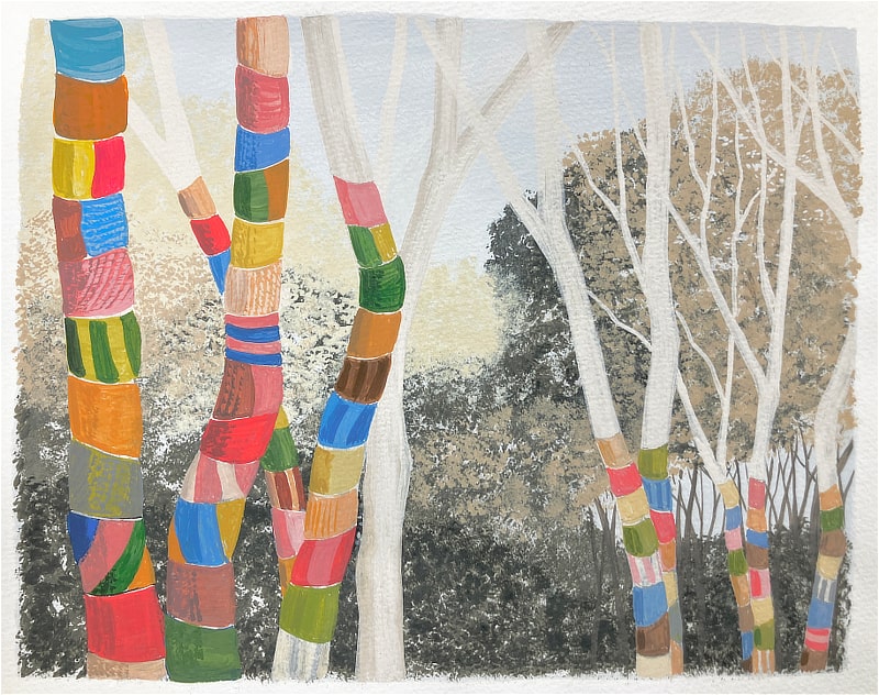 ヤーンボミング　おしゃれした公園の木々（2月）