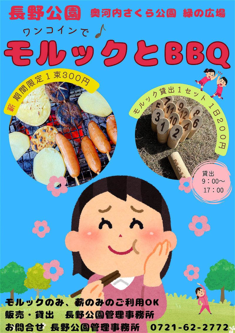 ワンコインで♪ モルックとBBQのチラシイメージ