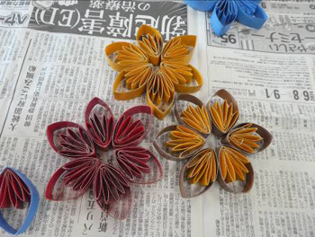 完成したお花のクラフト