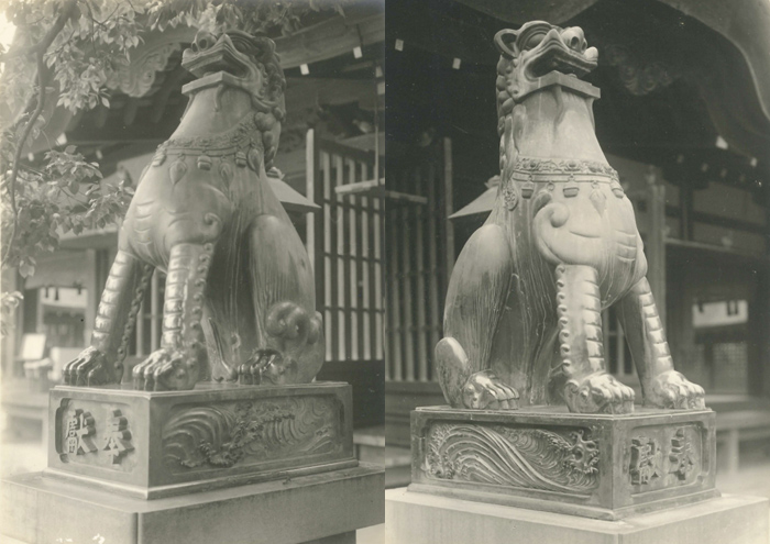 写真㋩・㋥ 第一本宮青銅狛犬一対 明治29年（1896） 廣海二三郎奉納