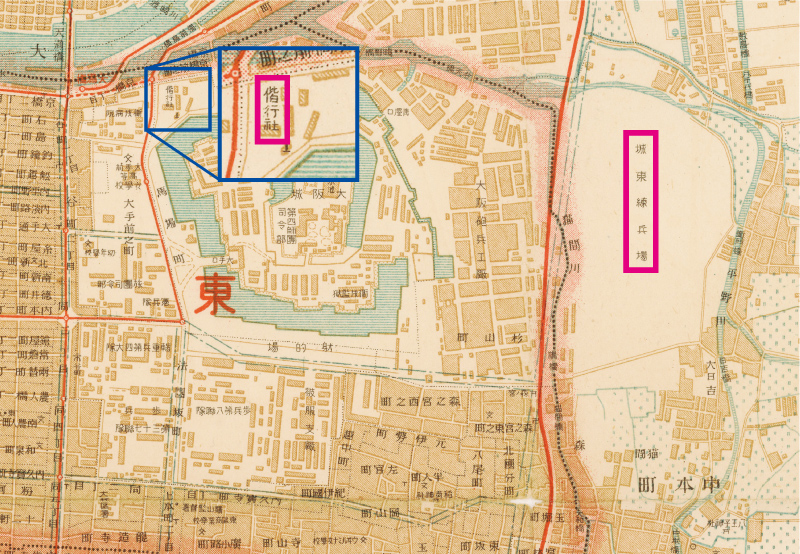図7　大正14年（1925）大大阪明細地図 偕行社と城東練兵場